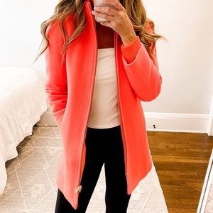 J Crew Stadium Cloth Lodge Coat Neon Coral Orange  Size 2P